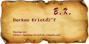 Berkes Kristóf névjegykártya